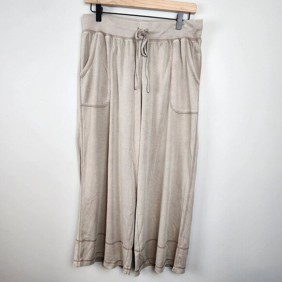 Koolaburra by UGG sz M wide leg cropped pants light brown tan - Picture 1 of 14